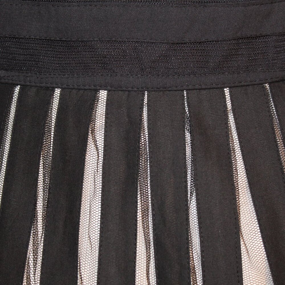Cynthia Steffe Dress LBD Black Mesh Sheer Stripe Cocktail Formal  Size 8 - Picture 4 of 12